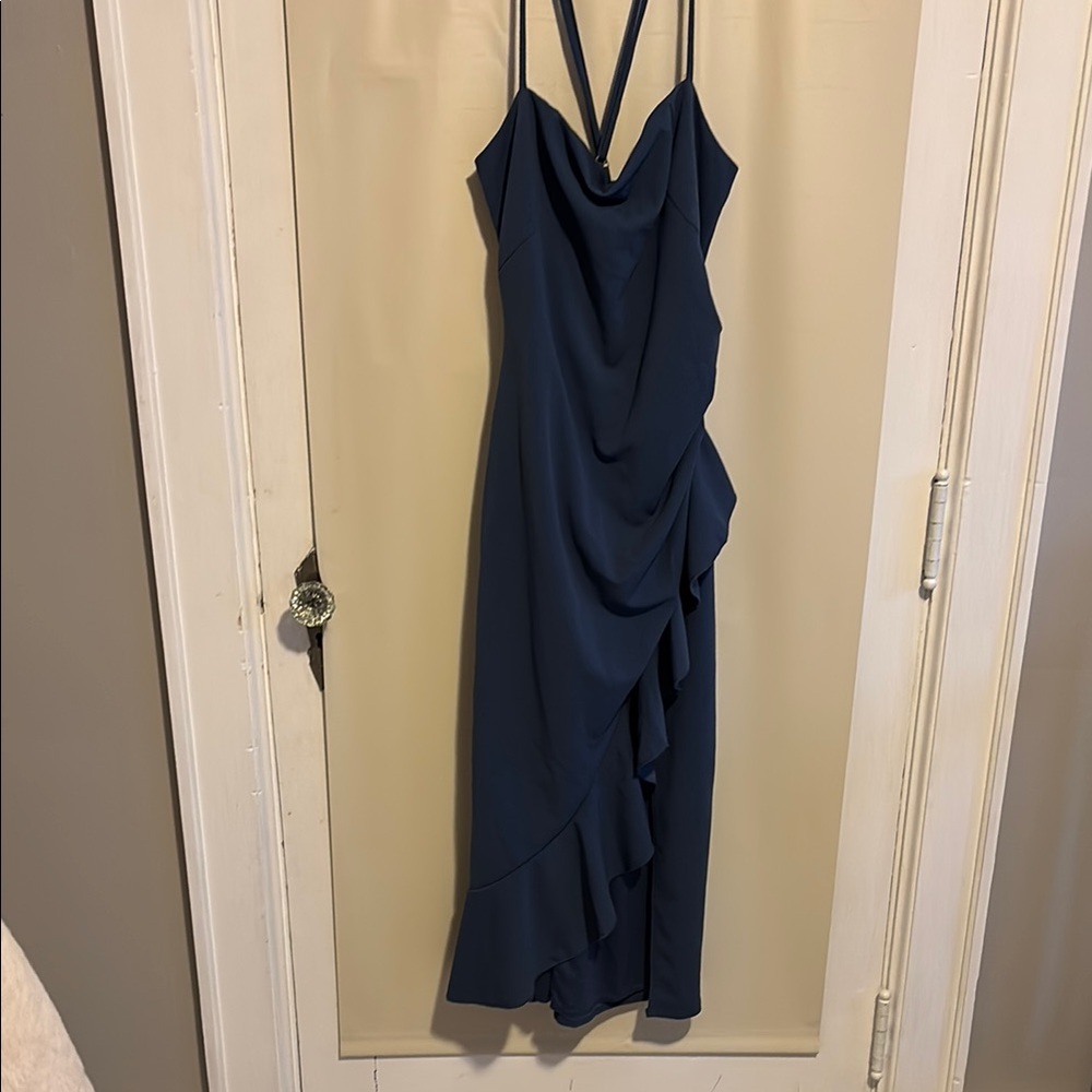 Emerald Sundae Blue Asymmetrical Dress- See sizing details before purchasing